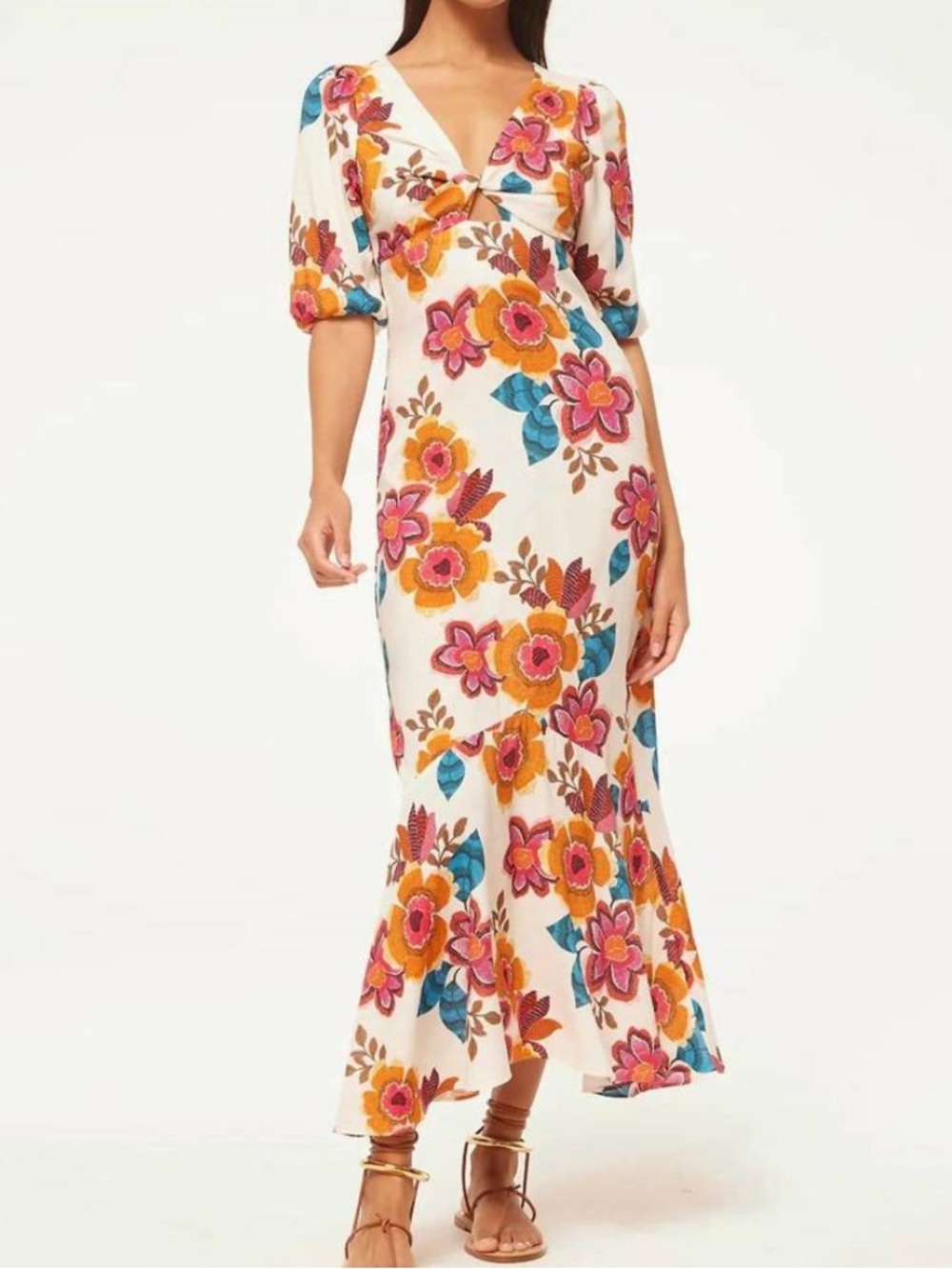 NWT MISA Los Angeles Wallis Flora Marabella Puff Sleeve Floral Maxi Dress